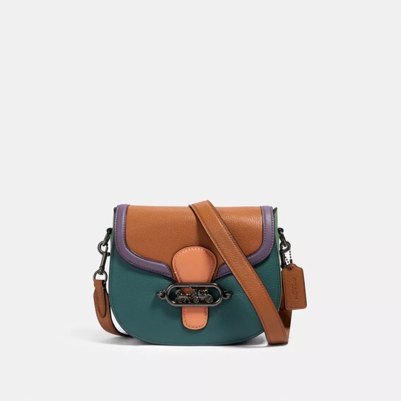 Coach Color Block Jade Saddle Bag - Picture 1 of 8